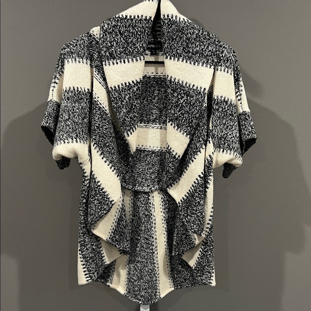 Express Black and Cream Striped Sweater